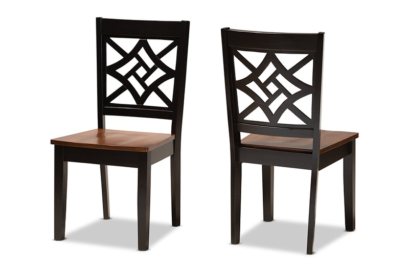 Braylin Modern and Contemporary Two-Tone Dark Brown and Walnut Brown Finished Wood 2-Piece Dining Chair Set