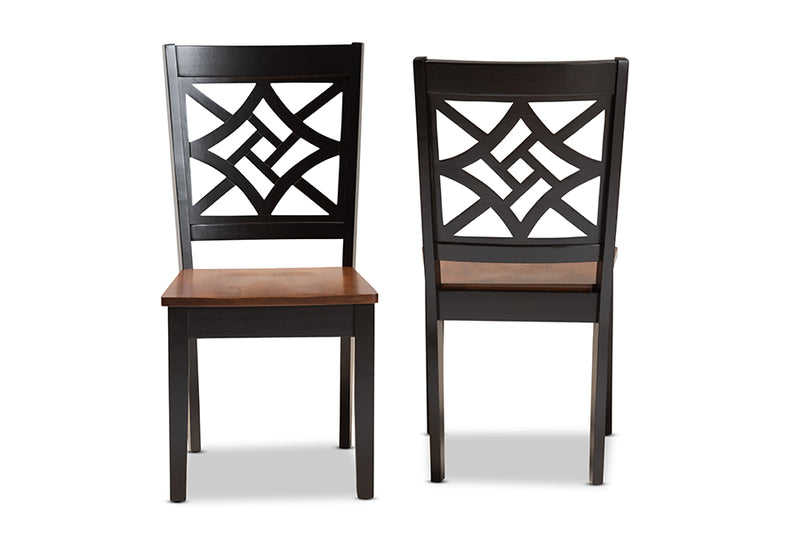 Braylin Modern and Contemporary Two-Tone Dark Brown and Walnut Brown Finished Wood 2-Piece Dining Chair Set