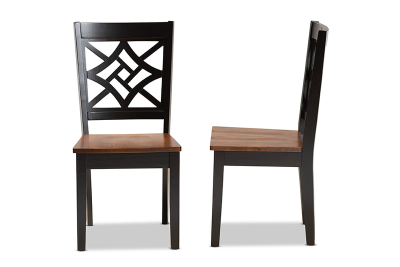 Braylin Modern and Contemporary Two-Tone Dark Brown and Walnut Brown Finished Wood 2-Piece Dining Chair Set