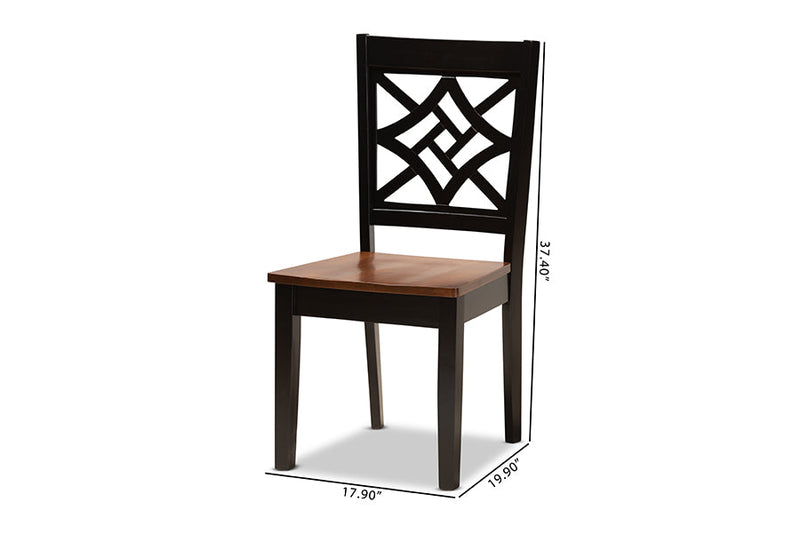 Braylin Two-Tone Dark Brown and Walnut Brown 2Pc Dining Chair Set Baxton