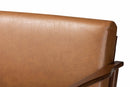 Netherlands Walnut Brown and Tan Faux Leather Effect 4Pc Living Room Set Baxton