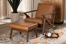 Netherlands Tan Faux Leather Effect 2Pc Lounge chair and Ottoman Set Baxton
