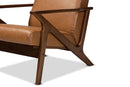 Netherlands Walnut Brown and Tan Faux Leather Effect Lounge Chair Baxton