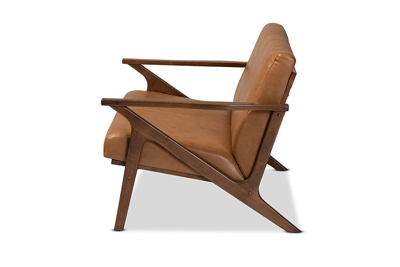Netherlands Walnut Brown and Tan Faux Leather Effect Loveseat Baxton