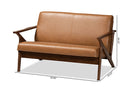 Netherlands Walnut Brown and Tan Faux Leather Effect Loveseat Baxton