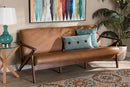 Netherlands Walnut Brown and Tan Faux Leather Effect Sofa Baxton