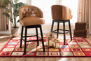 Olson Tan Faux Leather Dark Brown 2Pc Swivel Bar Stool Set Baxton