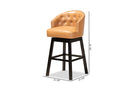 Olson Tan Faux Leather Dark Brown 2Pc Swivel Bar Stool Set Baxton