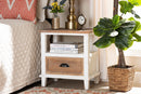 Iara Rustic Farmhouse Weathered Two-Tone White and Oak Brown 1-Drawer End Table Baxton