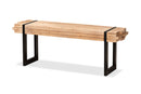 Jupiter Natural Brown and Black Finished Metal Bench Baxton