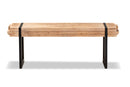 Jupiter Natural Brown and Black Finished Metal Bench Baxton