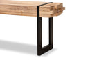 Jupiter Natural Brown and Black Finished Metal Bench Baxton