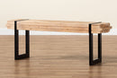 Jupiter Natural Brown and Black Finished Metal Bench Baxton