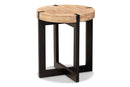 Karel Natural Brown and Black Finished Metal End Table Baxton