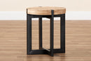 Karel Natural Brown and Black Finished Metal End Table Baxton