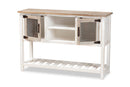 Savitri Weathered Two-Tone White and Oak Brown 2-Door Dining Room Buffet Baxton