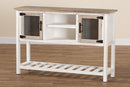 Savitri Weathered Two-Tone White and Oak Brown 2-Door Dining Room Buffet Baxton