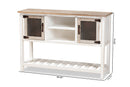 Savitri Weathered Two-Tone White and Oak Brown 2-Door Dining Room Buffet Baxton