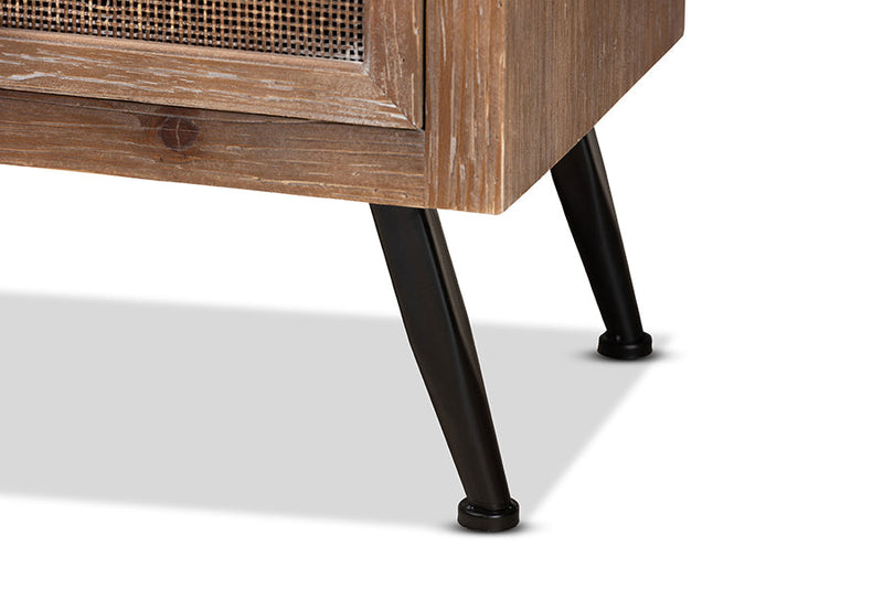 Lovina Whitewashed Natural Brown Rattan 3-Drawer Storage Cabinet Baxton