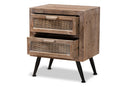 Lovina Whitewashed Natural Brown and Rattan 2-Drawer End Table Baxton