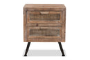 Lovina Whitewashed Natural Brown and Rattan 2-Drawer End Table Baxton
