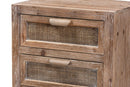 Lovina Whitewashed Natural Brown and Rattan 2-Drawer End Table Baxton