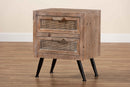 Lovina Whitewashed Natural Brown and Rattan 2-Drawer End Table Baxton