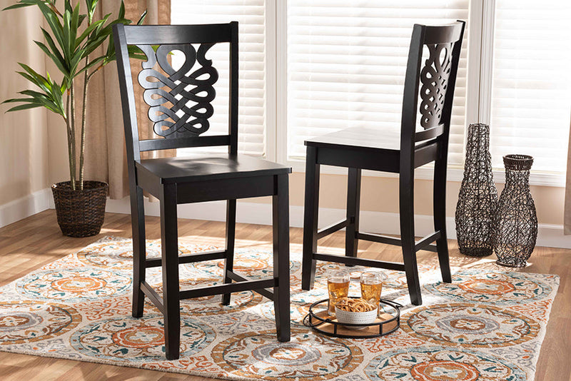 Brenner Dark Brown 2Pc Counter Stool Set Baxton