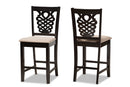 Brenner Sand Fabric Upholstered and Dark Brown 2Pc Counter Stool Set Baxton