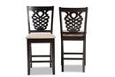 Brenner Sand Fabric Upholstered and Dark Brown 2Pc Counter Stool Set Baxton