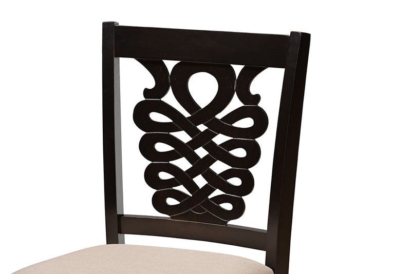 Brenner Sand Fabric Upholstered and Dark Brown 2Pc Counter Stool Set Baxton
