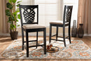 Brenner Sand Fabric Upholstered and Dark Brown 2Pc Counter Stool Set Baxton