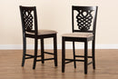 Brenner Sand Fabric Upholstered and Dark Brown 2Pc Counter Stool Set Baxton