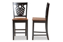 Brenner Two-Tone Dark Brown and Walnut Brown 2Pc Counter Stool Set Baxton