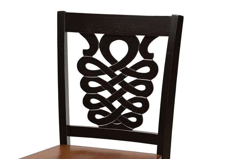 Brenner Two-Tone Dark Brown and Walnut Brown 2Pc Counter Stool Set Baxton