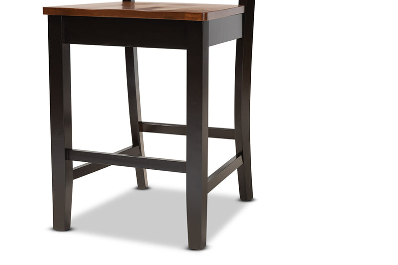 Brenner Modern and Contemporary Two-Tone Dark Brown and Walnut Brown Finished Wood 2-Piece Counter Stool Set