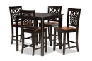 Brenner Two-Tone Dark Brown and Walnut Brown 5-Piece Pub Set Baxton