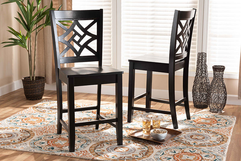 Braylin Dark Brown 2Pc Counter Stool Set Baxton