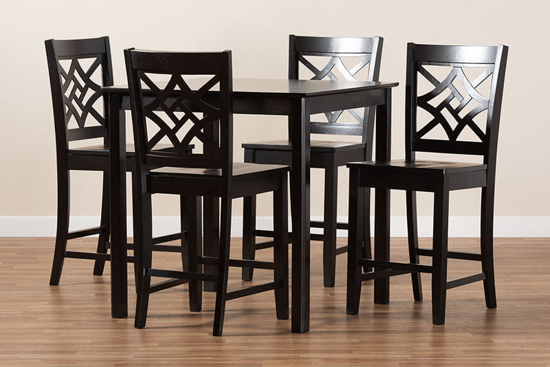 Braylin Dark Brown 5-Piece Pub Set Baxton