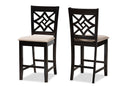 Braylin Sand Fabric Upholstered and Dark Brown 2Pc Counter Stool Set Baxton