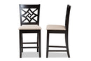 Braylin Sand Fabric Upholstered and Dark Brown 2Pc Counter Stool Set Baxton