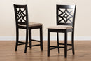 Braylin Sand Fabric Upholstered and Dark Brown 2Pc Counter Stool Set Baxton