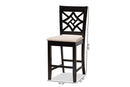 Braylin Sand Fabric Upholstered and Dark Brown 2Pc Counter Stool Set Baxton