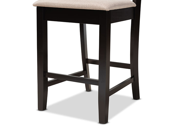 Braylin Modern and Contemporary Sand Fabric Upholstered and Dark Brown Finished Wood 5-Piece Pub Set