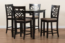 Braylin Sand Fabric Upholstered and Dark Brown 5-Piece Pub Set Baxton