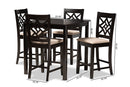 Braylin Sand Fabric Upholstered and Dark Brown 5-Piece Pub Set Baxton