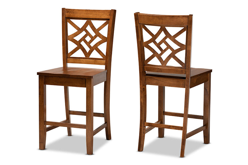 Braylin Walnut Brown 2Pc Counter Stool Set Baxton