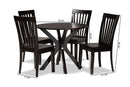 Zoe Dark Brown 5-Piece Dining Set Baxton