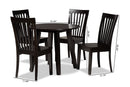 Laluna Dark Brown 5-Piece Dining Set Baxton