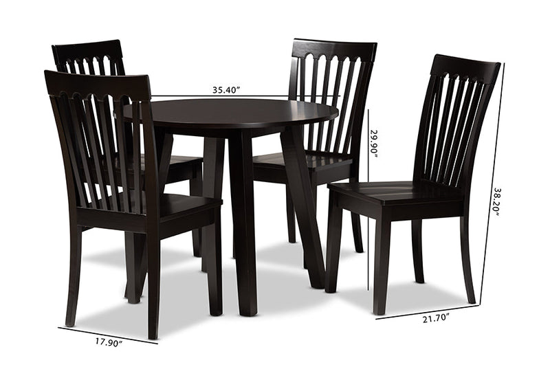 Laluna Dark Brown 5-Piece Dining Set Baxton